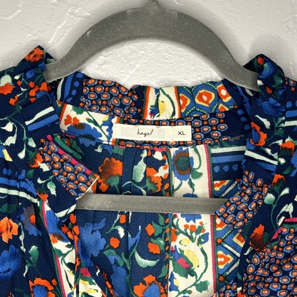 Anthropologie Hazel boho bell sleeve patchwork blouse top small petite - Picture 2 of 4